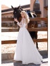 Long Sleeves Ivory Lace Chiffon Classic Wedding Dress